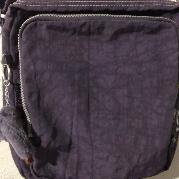 Kipling purple cross body messenger logo pockets monkey 10x11 - Picture 2 of 9